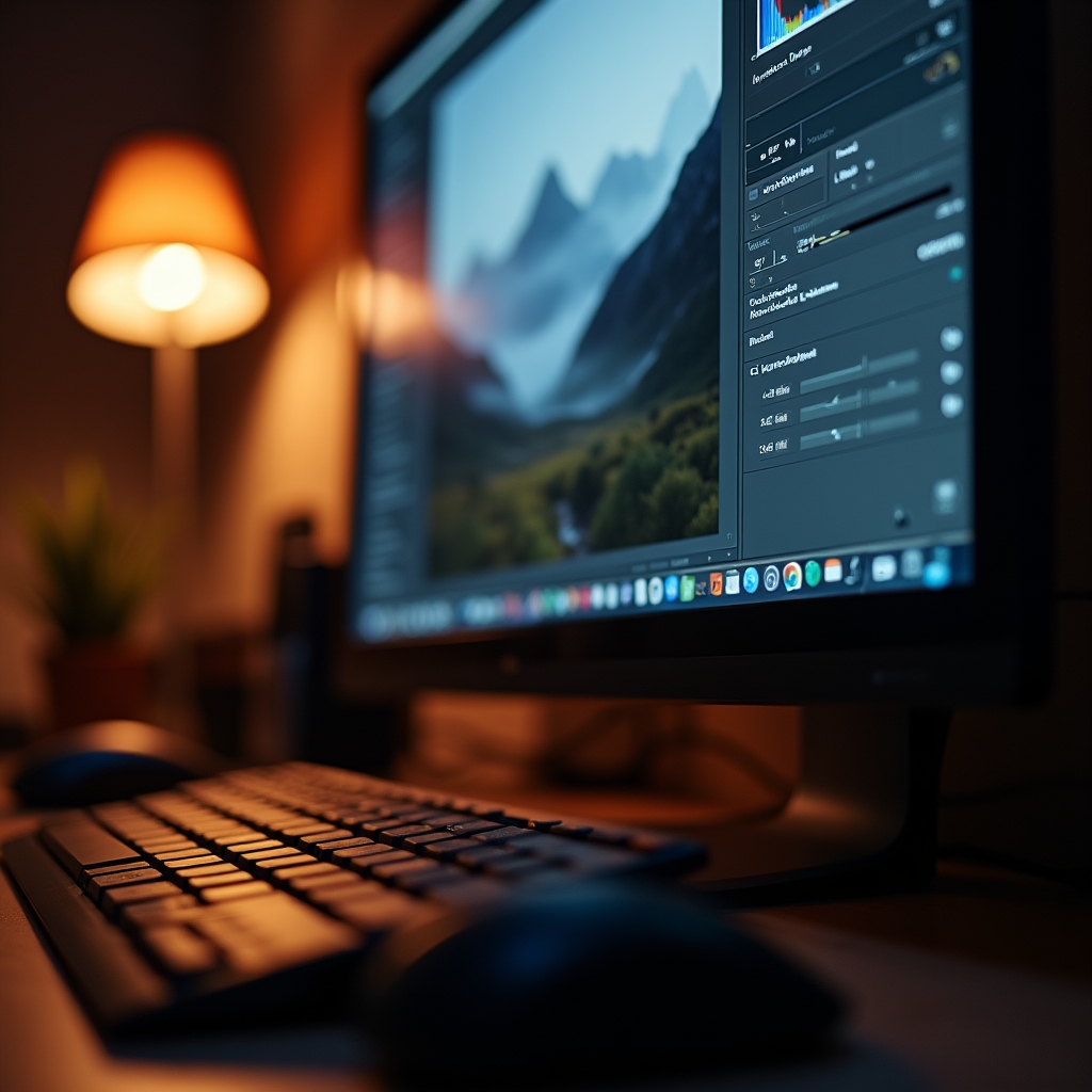 Primo piano di un monitor con pannello di sviluppo RAW aperto e regolazioni di esposizione